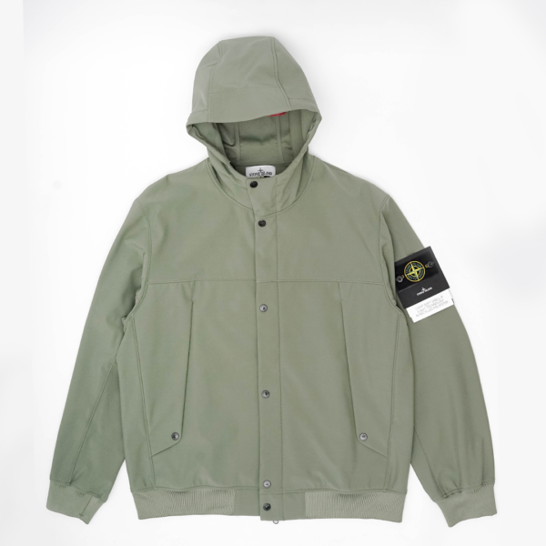 field STONEISLAND HOODED JACKET LIGHT SOFTSHELL GREEN