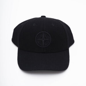 STONE ISLAND EMBROIDERED BASEBALL CAP BLACK