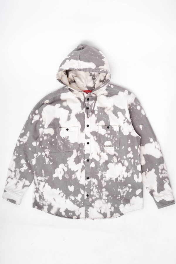 SUPREME HOODED DENIM SHIRT BLEACHED