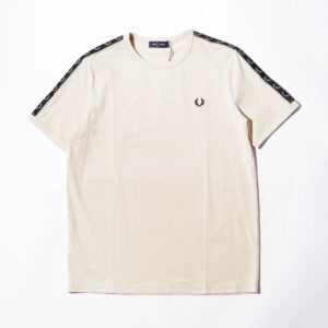 FRED CONTRAST TAPE RINGER T SHIRT OATMEAL