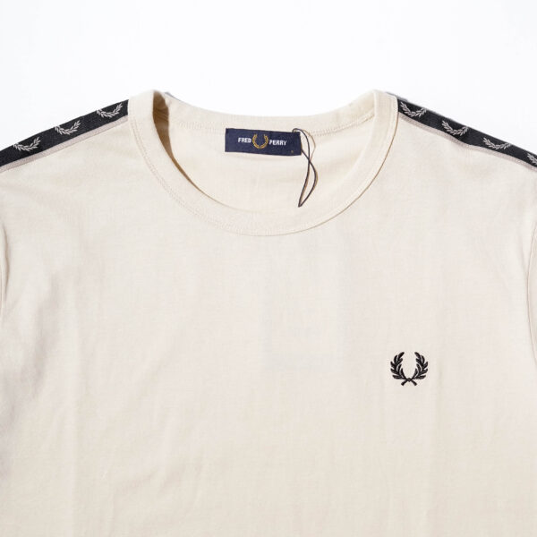 FRED CONTRAST TAPE RINGER T SHIRT OATMEAL