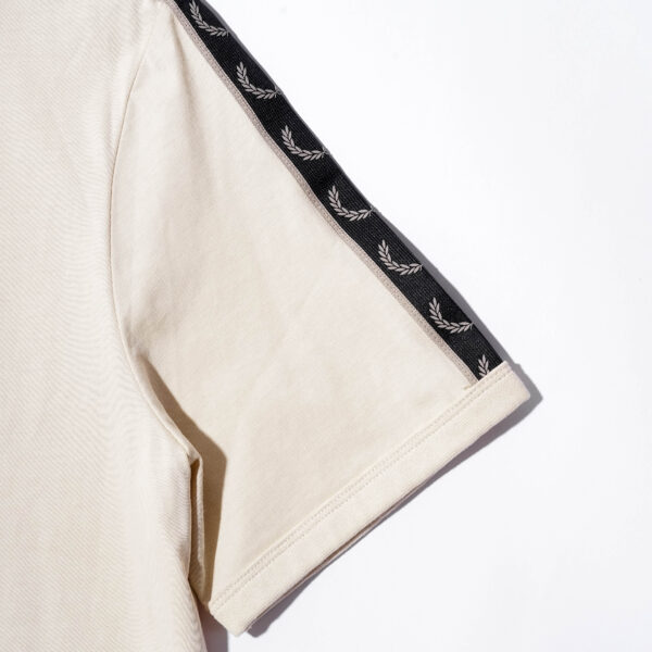 FRED CONTRAST TAPE RINGER T SHIRT OATMEAL