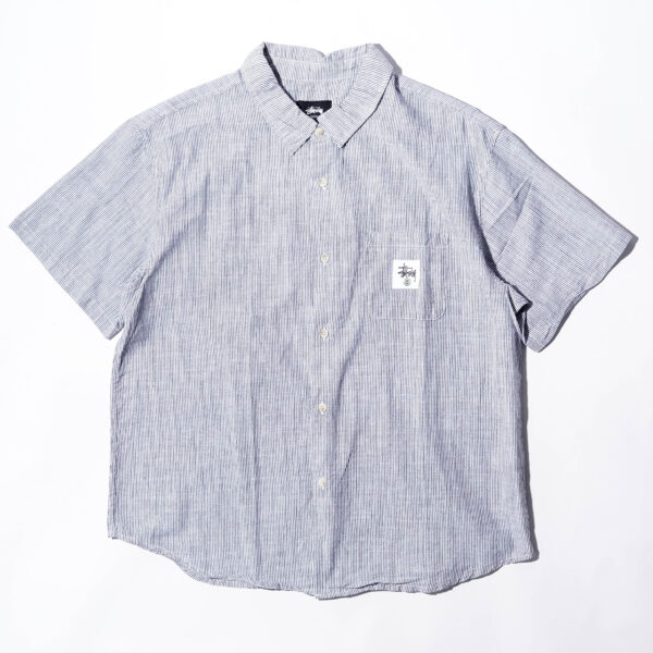 STUSSY STRIPE SHIRT GREY WHITE