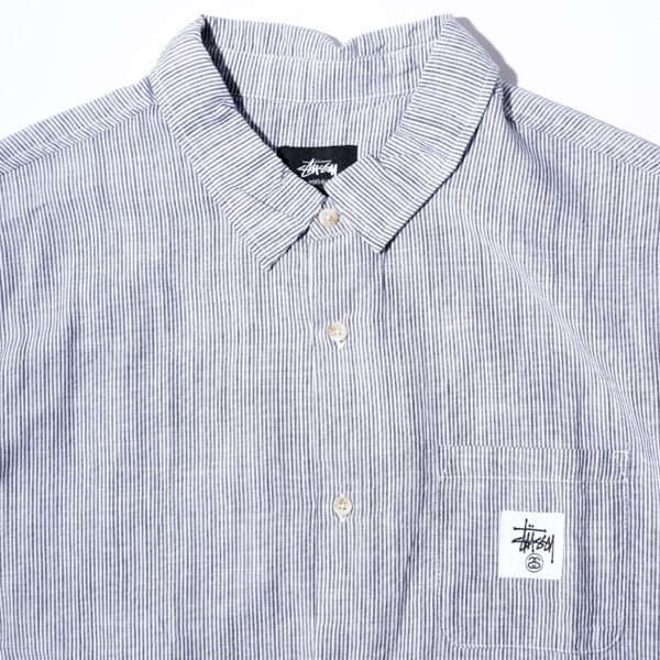 STUSSY STRIPE SHIRT GREY WHITE