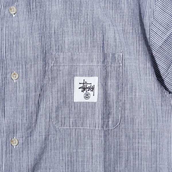 STUSSY STRIPE SHIRT GREY WHITE