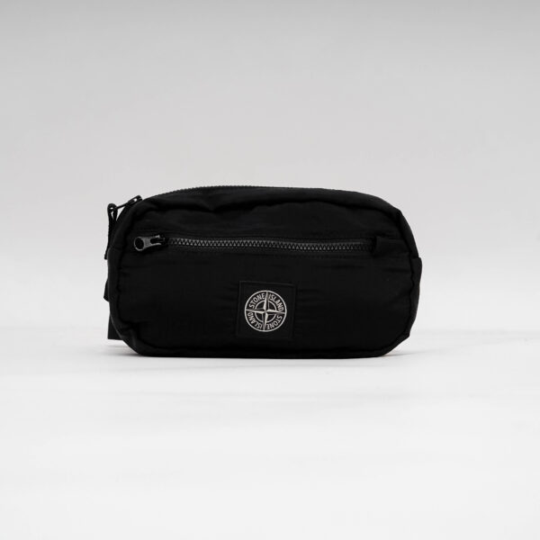 STONE ISLAND LOGO PATCH BELT BAG JUNIOR BLACK