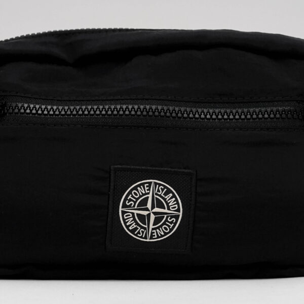 STONE ISLAND LOGO PATCH BELT BAG JUNIOR BLACK