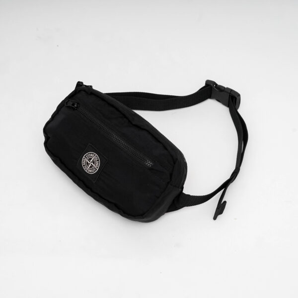 STONE ISLAND LOGO PATCH BELT BAG JUNIOR BLACK